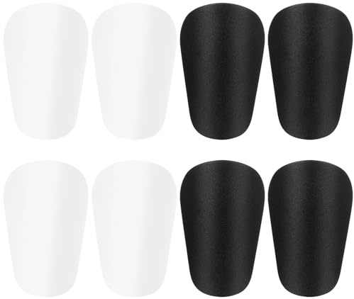 4 Paar Mini Schienbeinschoner Fußball, 5 x 8 cm Kleine Mini Schienbeinschoner für Fußball, Mini Shin Pads Football Schutzausrüstung für Jungen Mädchen Männer Frauen (Weiß, Schwarz)