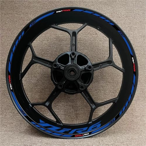 Pegatina para llanta Adhesivos para Llantas De Motocicleta para Yamaha YZF R6 YZF-R6 YZFR6 Tiras Reflectantes Impermeables Juego Cintas Adhesivas para Moto Llantas Calcomanía Kit(Color 21)