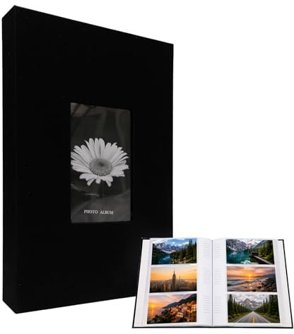 Pilikoll Álbumes de Fotos 300 Fotos Álbum Slip-in con Recorte de Portada | para Familia Bodas Viaje y Recuerdos de Bebé Beige, Album de Fotos 300 Bolsillos con Funda de Tela, 32.5×22.5×4.5cm