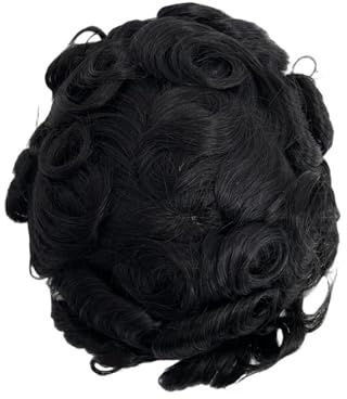 Extensiones de cabello Peluquín for hombre, prótesis capilar masculina, pieza de cabello humano ondulado rizado, encaje suizo accesorios(6x8)