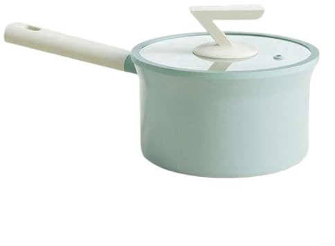 Moliuoly mjölkkruka 18 cm 1,8 l med glaslock för induktion och gasspis, belagd kastrull för energisparande matlagning av mjölk och gröt, värmebeständigt handtag