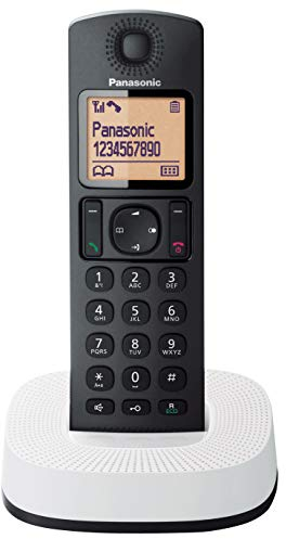 Panasonic KX-TGC310SP2 Teléfono Inalámbrico Digital Unidad Base y 1 Auriculares, Identificador y Bloqueo de Llamadas Altavoz Manos Libres Modo Ecológico Reloj Despertador Pantalla LCD, Blanco y Negro