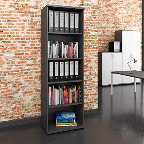 Profi Bücherregal 5OH Regal Standregal Holzregal Wandregal Schrank Büro Weiß