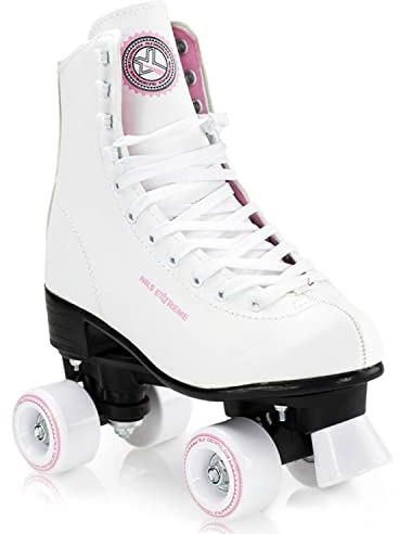 Nils Extreme Rollschuhe für Damen Mädchen und Kinder NQ8400S - Quad Roller aus Kunstleder – Disco Skates - Rollerskates 39 - Weiß