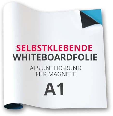 Magstick Ferrofolie Whiteboard-Folie selbstklebend I DIN A1 I flexibel beschreibbar abwischbar I Haftgrund für Magnete I in weiß I mag085
