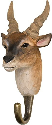 WILDLIFEGARDEN WG4540 Haken Elenantilope - Handgeschnitzter Tierhaken aus Holz und Metall - Sammlung Afrikanischer Tiere