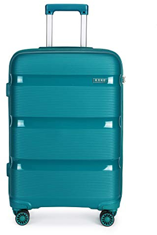KONO Hartschalen-Koffer Handgepäck Koffer Trolley Rollkoffer Reisekoffer Polypropylen Gepäck, 8 Rollen, TSA, 55 cm, 40 Liter,Türkis