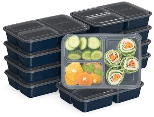 Bentgo Prep 3-Compartment Meal Prep Containers with Lids, 20 Piece Set