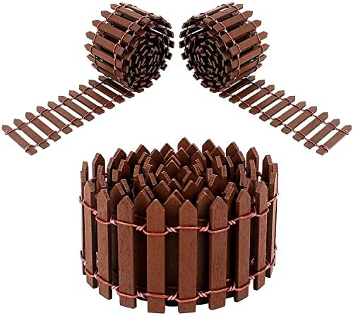 Iyowei 3 PCS Mini Clôture de Jardin Miniature Clôture en Bois, 90 X 5 CM Clôture Fée Jardin Clôture Micro Aménagement Paysager Décor pour Micro Paysage Maison De Poupée, Marron