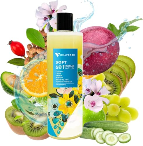 SOFT. Acqua Micellare Biologica 6 in 1 Pelle Secca o Normale I 100% Naturale e BIO. Struccante, Tonico, Detergente per il viso, per pelli sensibili 400ml