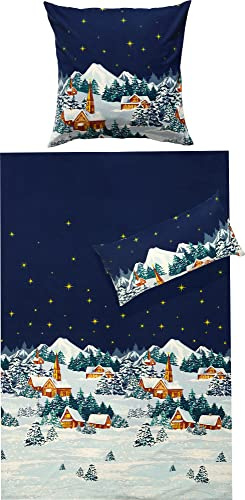 Erwin Müller Bettwäsche Feinbiber blau Größe 1x 135x200 cm + 1x 40x80 cm