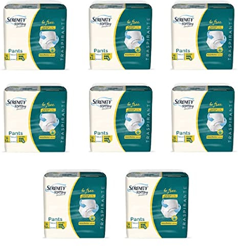 SERENITY PANTS SOFT DRY SENSITIVE EXTRA 8 CONFEZIONI DA 12 PEZZI PANNOLONI MUTANDA (LARGE 110-150 CM)