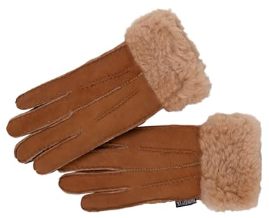 Nordvek - Gants pour femme avec bordures en fourrure - cuir de mouton véritable - # 301-100