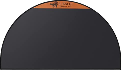 FLASLD Tapis de cheminée Ignifuge de 61 x 104 cm, Tapis Demi-Rond pour protéger Les sols des étincelles, Tapis en Fibre de Verre avec revêtement en Silicone