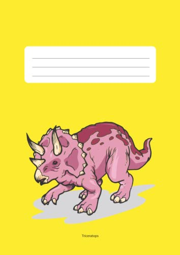 Schulheft DIN A4 Lineatur 2 Triceratops Dinosaurier gelb: Schreibheft liniert 4mm Zeilenabstand (Dino Schulhefte)
