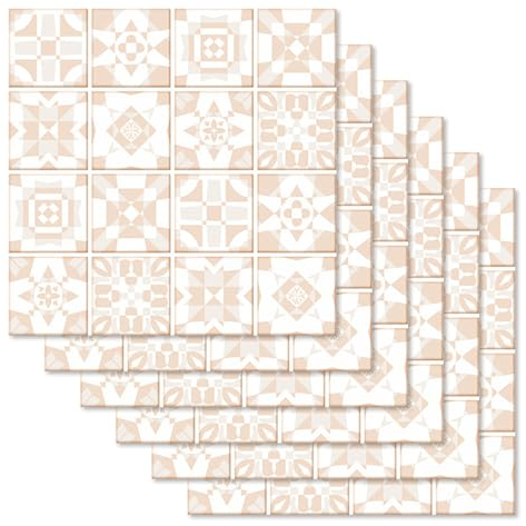 Liwein 30 Piezas Pegatinas de Azulejos Autoadhesivos Baño Cocina Pegatina de Pared Decorativos Adhesivos para Azulejos Resistentes al Agua y Aceite 20×20cm (Mandala)