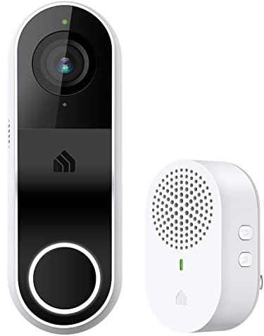Kasa Smart Video Doorbell Camera Hardwired med Chime, 3 MP 2K-upplösning, 2-vägs ljud, Real-Time Notification, Cloud & SD-kortlagring, Alexa och Google Assistant kompatibel (KD110), vit, svart