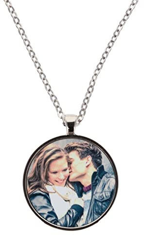 Ocadeau Halskette mit bedruckbarem, runden Foto-Anhänger - Kette mit rundem Stahlanhänger zum Selbstgestalten mit einem Foto