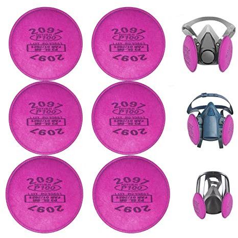 ANUNU 2097 Filtros para respirador, 3 pares de filtros 2097 para 6200, 6800, 7502, 6000 respirador de media cara contra vapor orgánico y polvo