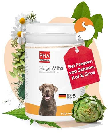 PHA MagenVital Hund, für Magen & Darm mit Kräutern & Algenkalk | Aus Deutschland, natürliche Kräuter für Hunde, bei Grasfressen, feines Pulver für die tägliche Fütterung, 200 g