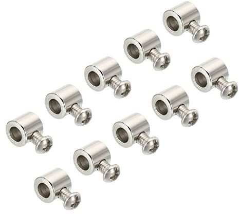 PATIKIL 9x8mm Alambre Cuerda Clips, 20uds Acero Cable Abrazaderas 5mm Único Agujero Cable Bloqueo Cuerda Accesorios Clip con M4*0.7 Tornillos para Cable