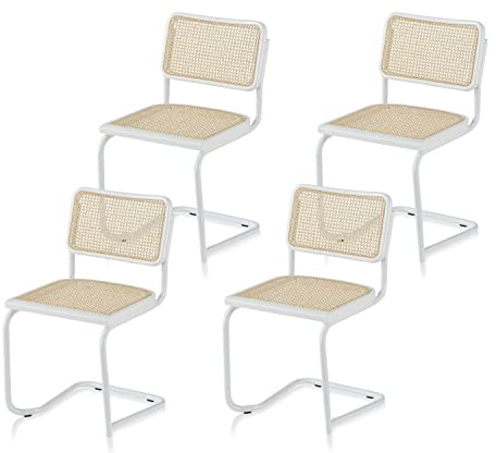 KHG 4er-Set Schwingstühle Freischwinger weiß Made in Italy, für Esszimmer