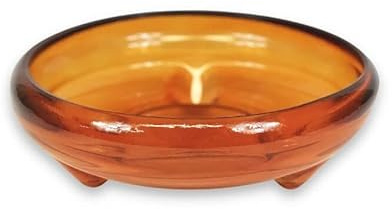 Verano Spanish Ceramics Recycled Glass Ola Footed Glass Bowls - Decorative New Home Living Dining Room Décor Side Table Shelf Display Décor Flower Plants Decorations Ornament Holder - Orange