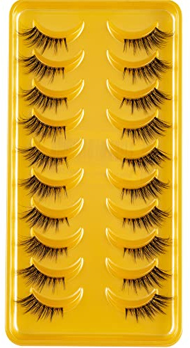 Clear Band Falsche Wimpern D Curl Russische Streifen Falsche Wimpern Manga Lashes Natürlich aussehende falsche Wimpern, die wie einzelne Cluster aussehen Wispy Mink Eye Lashes Pack (DMF08S)