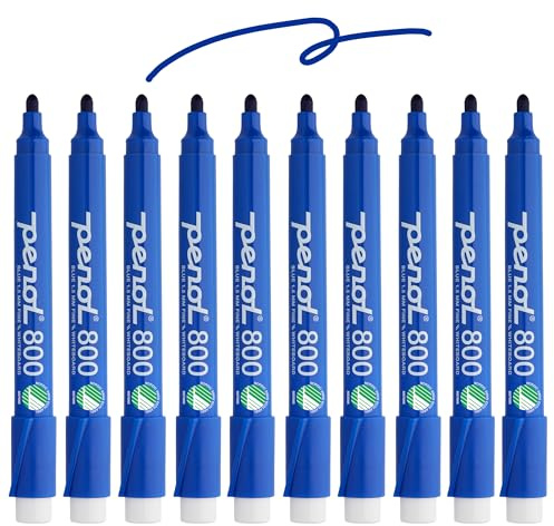 PENOL White board Marker Set 800-10 farbige Whiteboard-stifte mit 1,5 mm Rundspitze, schnelltrocknend & geruchsarm, Marker bunt mit Nordic Swan Ecolabel für Schule, Büro