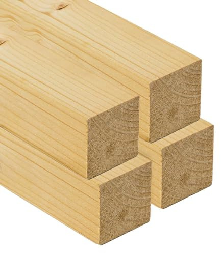 TWE Listelli Legno Massello Abete x 3 Metri Piallati su Quattro Lati con Smusso su Spigoli Made in Italy Confezione da 4 pz (40x40) mm