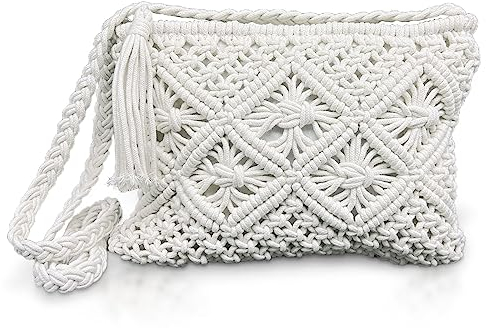 MIVAIUN Weiß Damen Clutch Stroh Umhängetasche Reißverschluss Handtasche Strand Umhängetasche Kleine Umhängetasche Kleine Clutch Tasche Handytasche Geldbörse Einfache Kleine Tasche Strandtasche(Weiß)