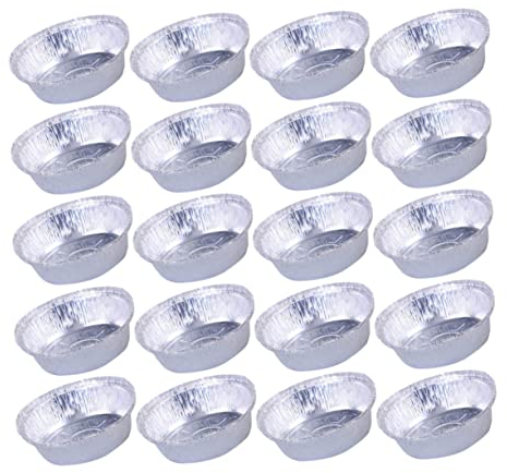BESTonZON 20pcs Aluminum Foil Pan for Air Fryer Tins Round Baking Bowl Bakery Aluminum Pans for Oven Roasting and BBQ Cooking