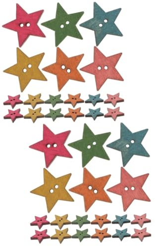 EXCEART Bunte Holzknöpfe 100 Stk Fünfzackiger Stern Knopf Sternknöpfe Zum Basteln Retro-holzknöpfe Sterne-sammelalbum-schaltflächen Pentagramm-taste Stern-nähknopf Mantel Hölzern Kind Flache Schuhe