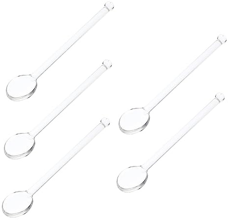 BRIGHTFUFU Cucharillas De Vidrio Para Café 5 Piezas 13 Cm Agitadores Para Leche y Aperitivos