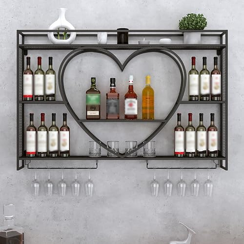 Casier À Vin Suspendu Bouteille Muraux Métalique Étagère À Vin Étagères Polyvalentes En Métal Porte-Bouteilles Muraux Industriels Pour Cave À Vin Étagères Polyvalentes En Métal ( Color : Nero , Size :