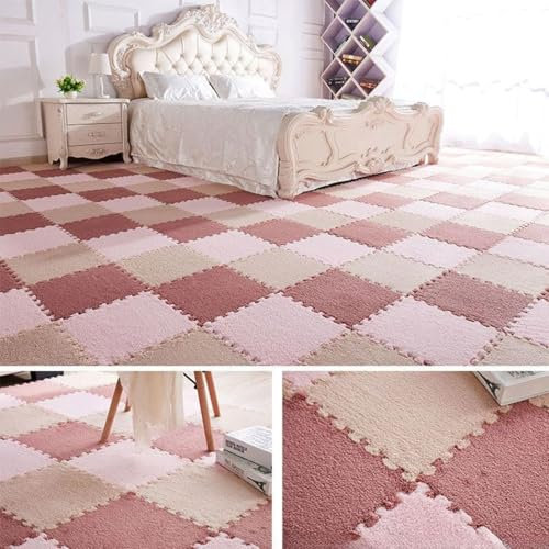 Tappetino in schiuma di peluche, soffice tappetino per gattonare, tappetino da gioco per area puzzle, per camera da letto, antiscivolo, morbido, ad incastro, decorazione per la casa e la stanza dei