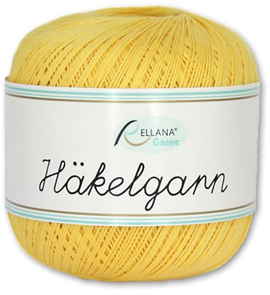 Frida's Wollhaus Rellana 50 g Häkelgarn 100% Baumwolle | 13 Farben zur Auswahl |Häkeln Handarbeit (21 | gelb)