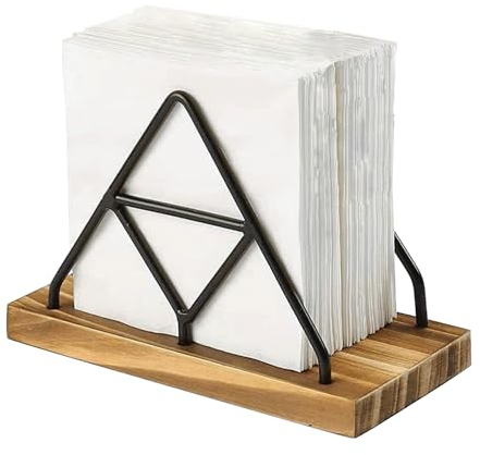 ZDNT Servietten aus metall und holz,Serviettenhalter,Serviettenhalter Holz,Serviettenspender,Metall Serviettenspender,Serviettenständer für Tische, Essen, Küche, Restaurant, Picknick (Schwarz)