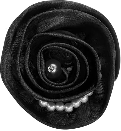 PATIKIL Broches en Tissu Fleur Perle Vintage, Élégantes Épingles Florales pour Femmes, Chapeau, Robe, Chemise, Cravate, Corsage, Noir