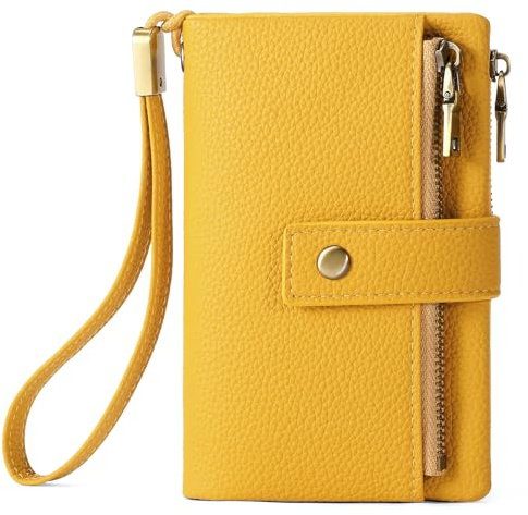 SENDEFN Geldbörse für Damen Mittelgroß, Dreifach Faltbares Portemonnaie aus Leder, RFID-blockierendes Portmonee mit Kartenfächern, Münzfach und Détachable Handschlaufe