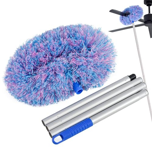 Plumero Limpiador de Ventilador de Techo | Cepillo de Limpieza para Ventilador de Techo | Herramienta de Limpieza de Ventilador de Techo Alto, Plumero de Microfibra Reutilizable para Limpiar