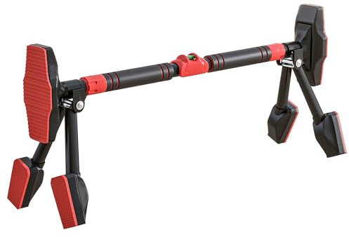 SPORTNOW Klimmzugstange, verstellbar Klimmzüge mit Pegelmessgerät, für Türrahmen, mit Dreiecksstütze, maximale Belastung 225kg, Schwarz, 80-110 x 14 x 28 cm