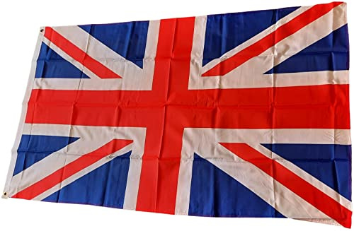 NWFlags Union Jack Flag 5ft x 3ft 75d Premium Polyester Suitable For Flagpoles | Strong Polyester 5x3 foot material flag with Eyelets