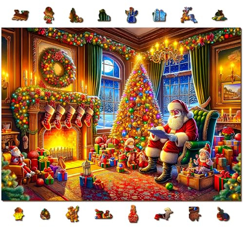 WOODEN.CITY 1000 Teile Weihnachtspuzzle für Erwachsene - Die Magie von Heiligabend Urlaub Puzzle, Winterpuzzle 1000 Teile, Perfekte Weihnachtsdeko - Premium Qualität, Made in EU