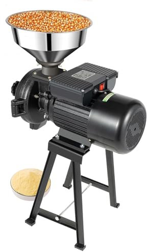 Grain Mills with Funnel 1500W Electric Grain Grinder Mill Corn Mill Grinder Machine Wheat Flour Grinder Dry Cereals Grinder Electric Feed Mill Dry Grinder for Home and Commercial