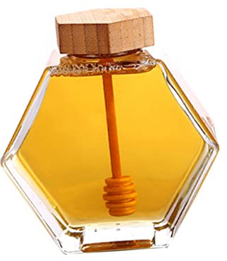 COLLBATH Sealing Honey Pot Glass Bottle Wooden Lid Honey Jar for Home Kitchen Use