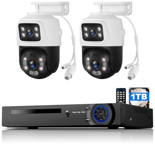 TOWODE 8MP 8CH Poe NVR Home Security Camera System, 2pcs Wired 6MP PoE IP Cameras Outdoor with Person Detection, 8CH Network Video Recorder with 1TB HDD for 24-7 Recording,Mobile APP & PC Remote