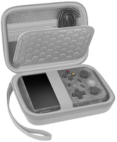 FARGIK Travel case Compatible with rg353v/rg353vs/R36s Retro Handheld Game Console, Handheld Emulator Storage Holder Organizer, Android Game Console Carrying Bag (Grey) (Box only)