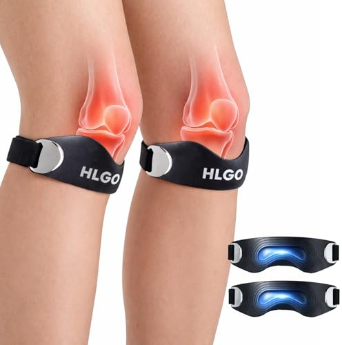 HLGO Rodillera Tendón Rotuliano Ajustable Silicona 2 Unid - Soporte Rodilla Saltador, Tendinitis, Osgood Schlatter - Running, Deportes, Alivio Dolor