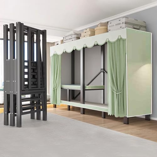 FKKPRVAX Stoffschrank Tragbarer Kleiderschrank mit Abdeckung, 500kg, Faltbarer Kleiderschrank mit Kleiderstangen, Faltschrank mit Reißverschluss, Stoffschrank für Schlafzimmer (C, 151 * 52 * 170cm)
